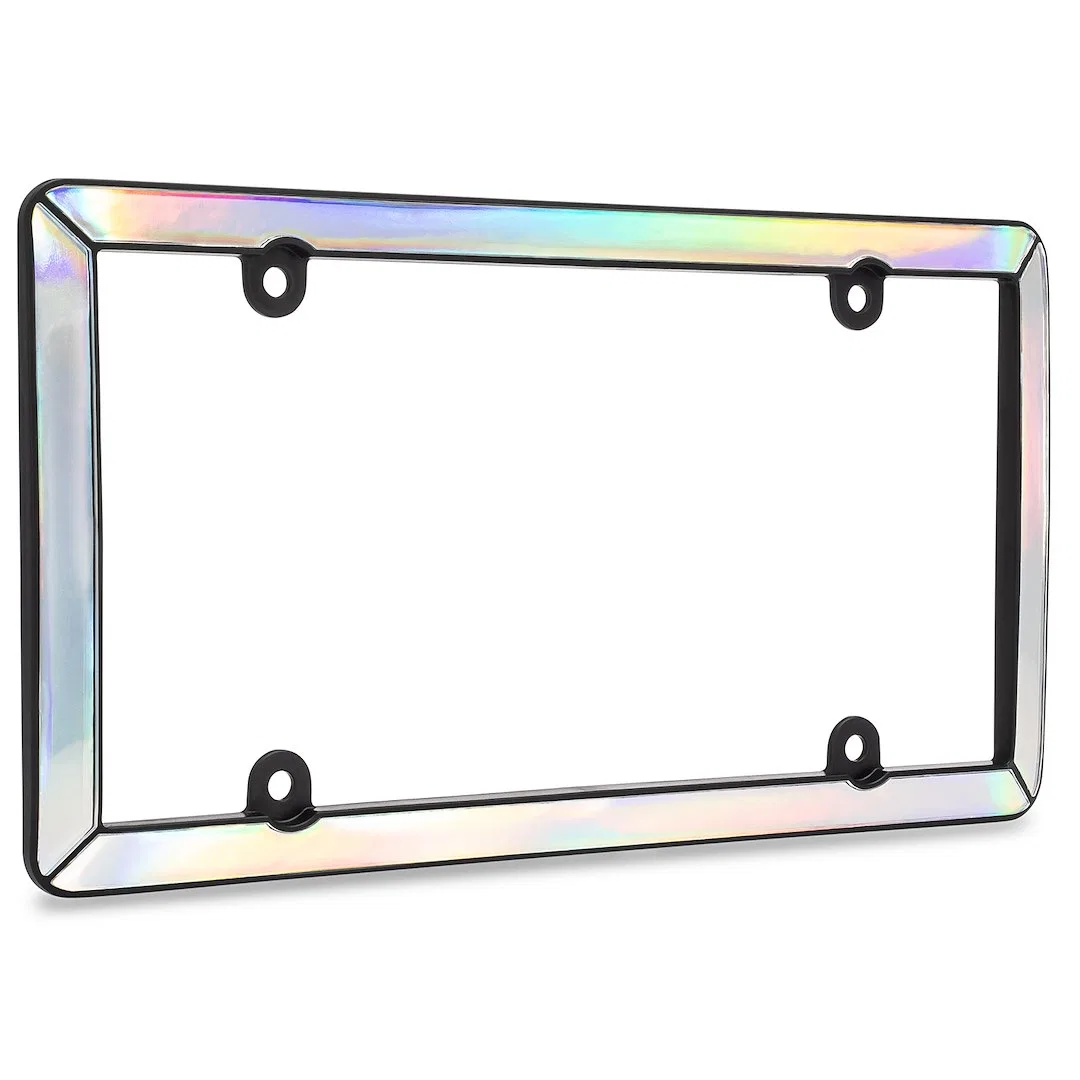 17050 – CRUISER License Plate Frame, Prism Iridescent Design Matte Black ABS Plastic With Polycarbon - view 2